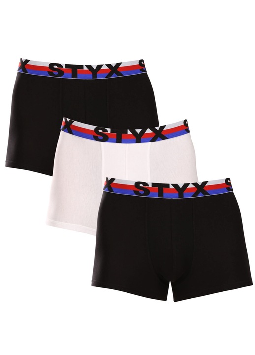 Set 3 perechi boxeri barbati 3G19001, Styx, Elastan, Negru/Alb