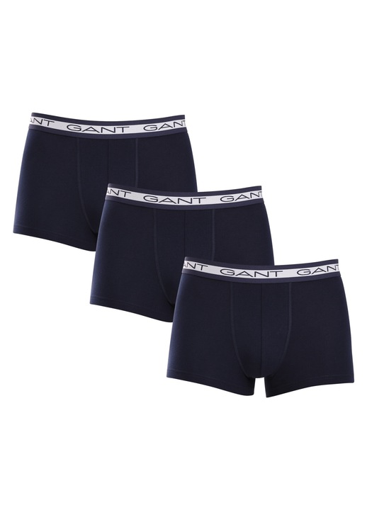 Gant, Set de boxeri cu banda logo in talie - 3 perechi, Albastru inchis