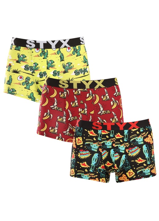 Set 3 perechi boxeri barbati 3G13198, Styx, Sintetic, Multicolor
