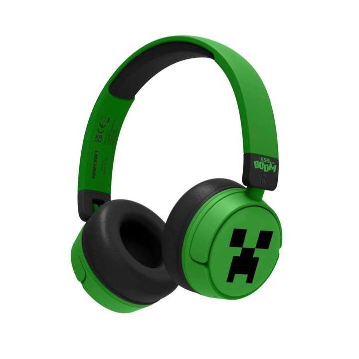 Детски Bluetooth слушалки Minecraft Creeper, OTL Technologies, зелени, 3,5 mm, 32 Ohm