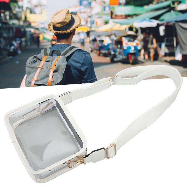 Átlátszó messenger táska, longziming, PVC, vízálló, 17x13,5cm