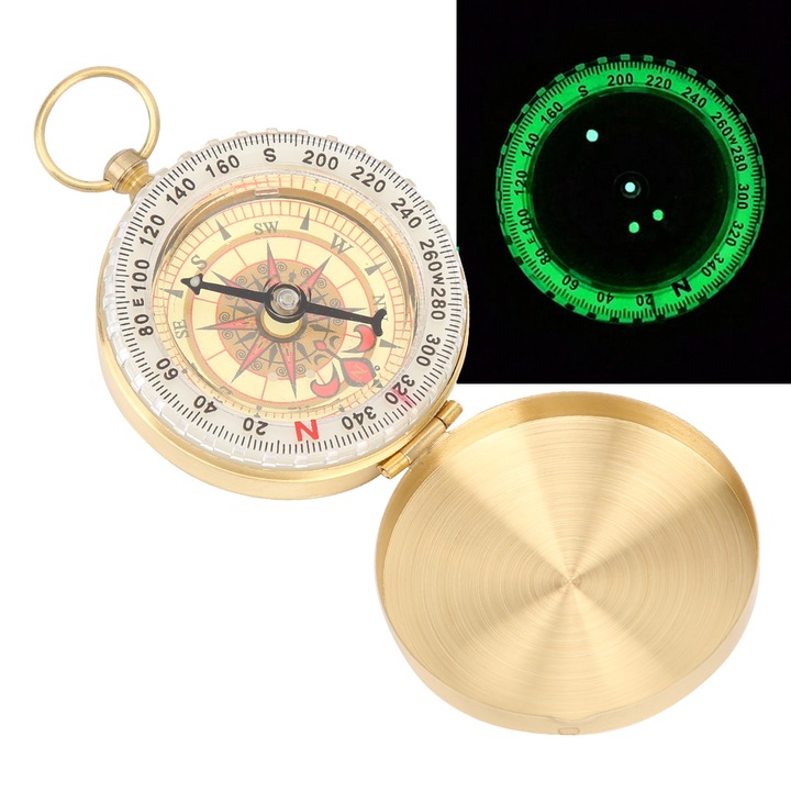 Къмпинг компас, longziming, преносим дизайн, водоустойчив, с капак, нощно осветление