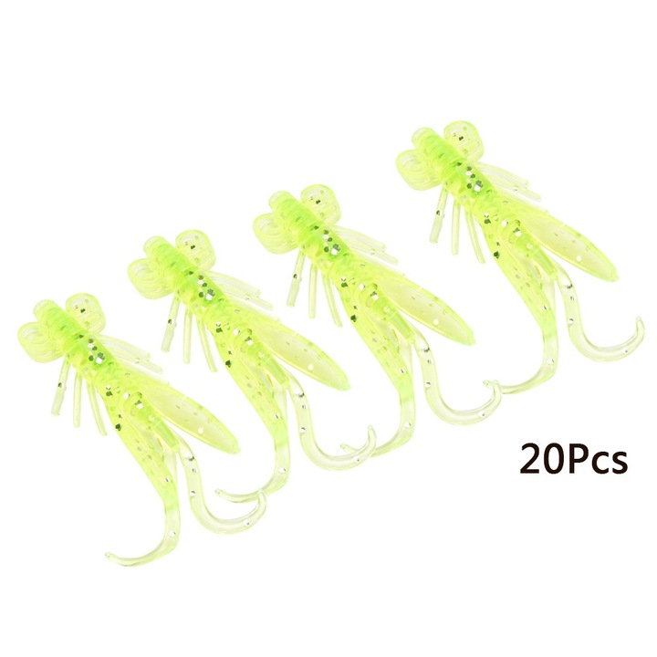 20 db Enforose horgászcsali készlet, szilikon, sárga