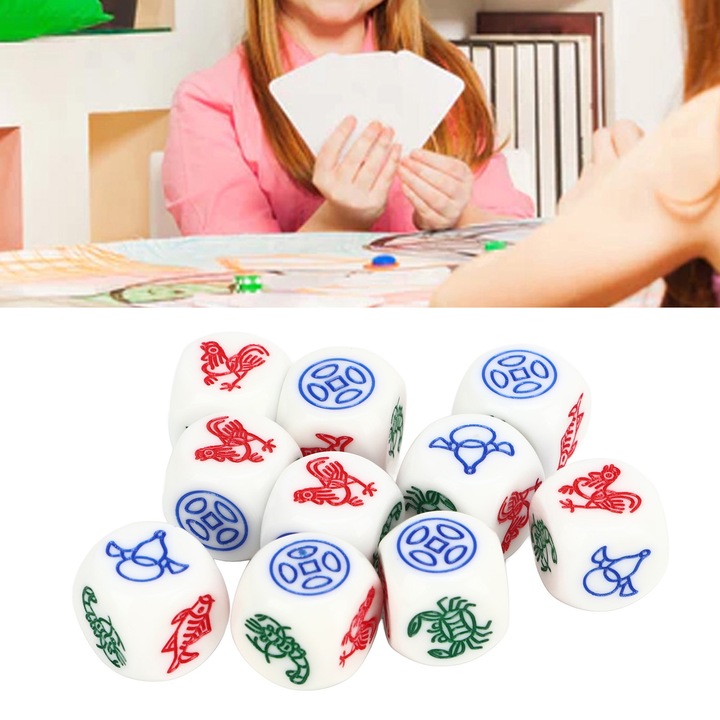 10 darab fehér műanyag dobókocka szett, Jormftte, 14x14x14mm, társasjátékokhoz