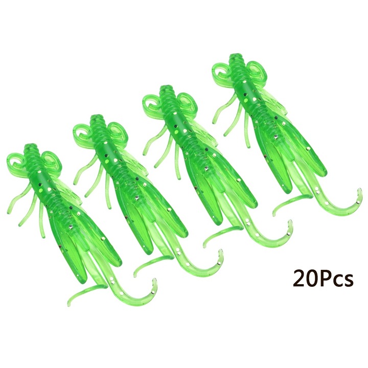 20 db puha szilikon horgászcsali készlet, Enforose, zöld