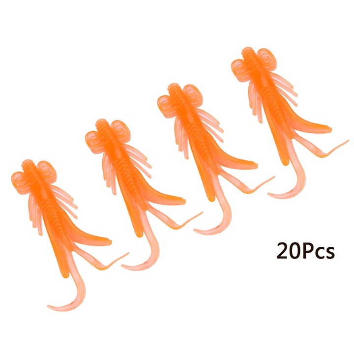 20 db puha szilikon horgászcsali készlet, Enforose, narancssárga