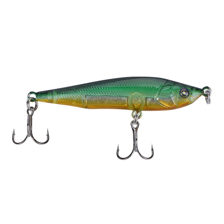 Jormftte műcsalik, 3D szemekkel, 2 hármas horoggal, 7.2cm, többszínű