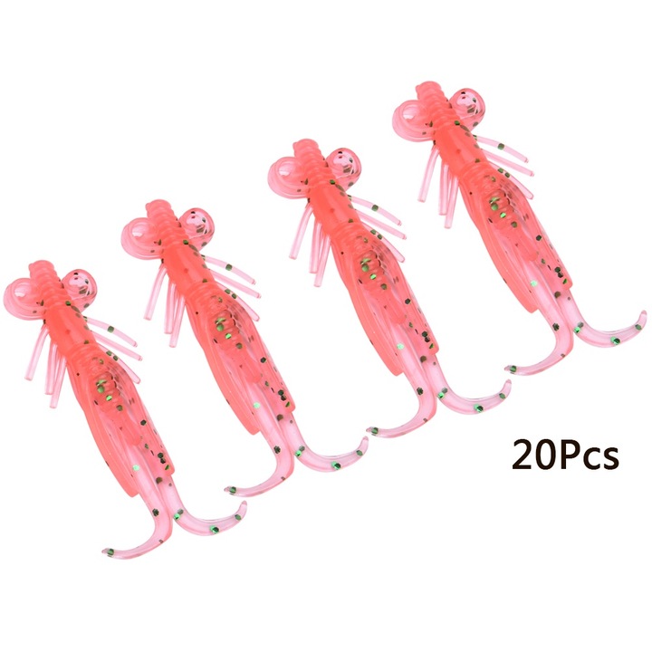 20 db puha szilikon horgászcsali készlet, Enforose, rózsaszín