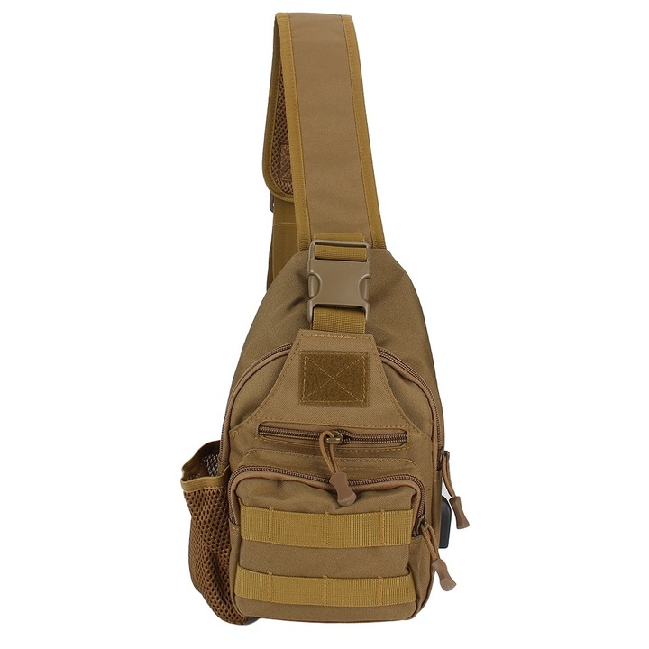 Jormftte sport hátizsák Oxford anyagból, vízálló, USB porttal, 30x17x8cm, barna színű