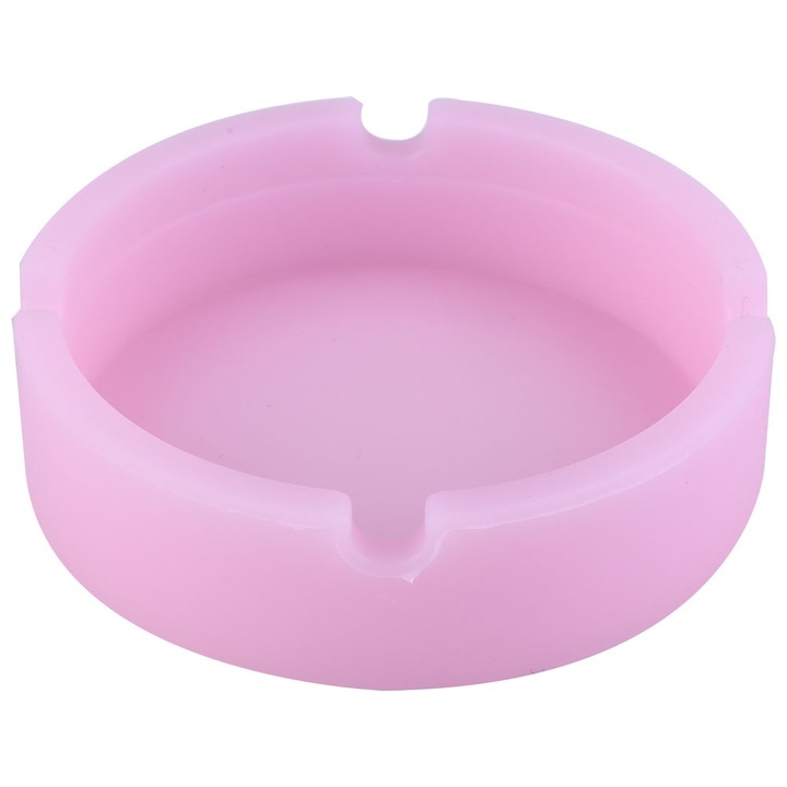 Hordozható hamutartó ökológiai szilikonból, kerek forma, fluoreszkáló, fehér, 8x8x2.3cm