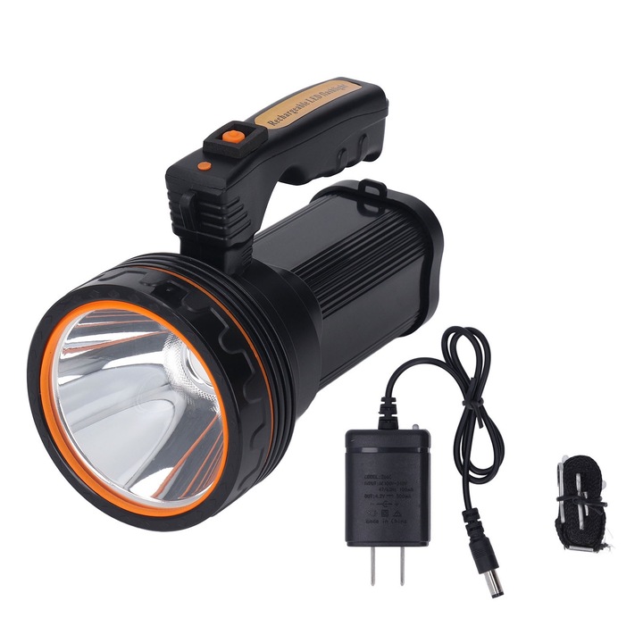 Jormftte hordozható lámpa, LED, 4000mAh, USB töltés, fekete