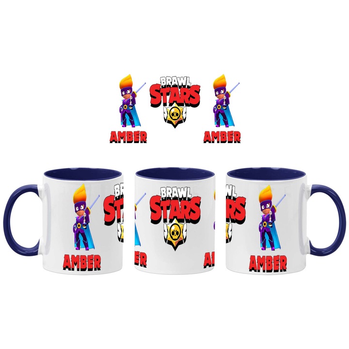 Керамична Чаша за кафе/чай Brawl Stars Battle Arena Amber de la Vega, Тъмносин, 330 ml