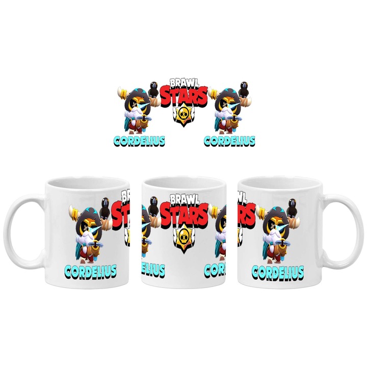 Керамична Чаша за кафе/чай Brawl Stars Battle Arena Cordelius Odin, Бял, 330 ml