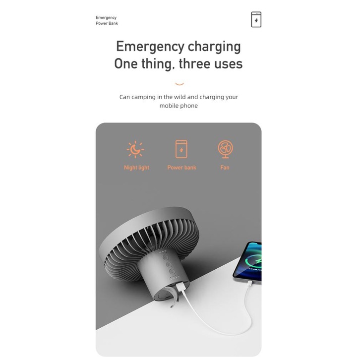 Hordozható asztali ventilátor állvánnyal, 10000 mAh-s újratölthető léghűtő ventilátor lámpa mennyezeti ventilátor kültéri kempingezéshez utazáshoz sátor túrázáshoz irodába