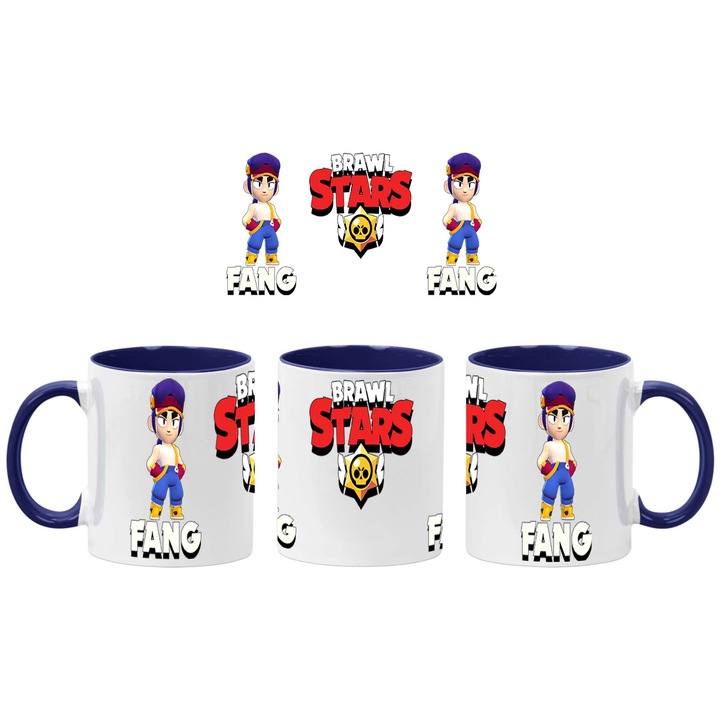 Керамична Чаша за кафе/чай Brawl Stars Battle Arena Fang 1, Тъмносин, 330 ml