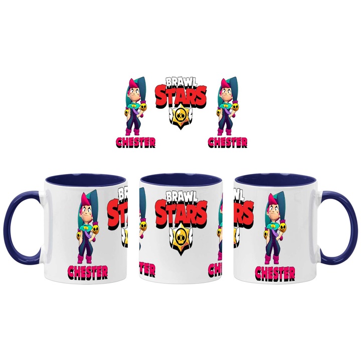 Керамична Чаша за кафе/чай Brawl Stars Battle Arena Chester 1, Тъмносин, 330 ml