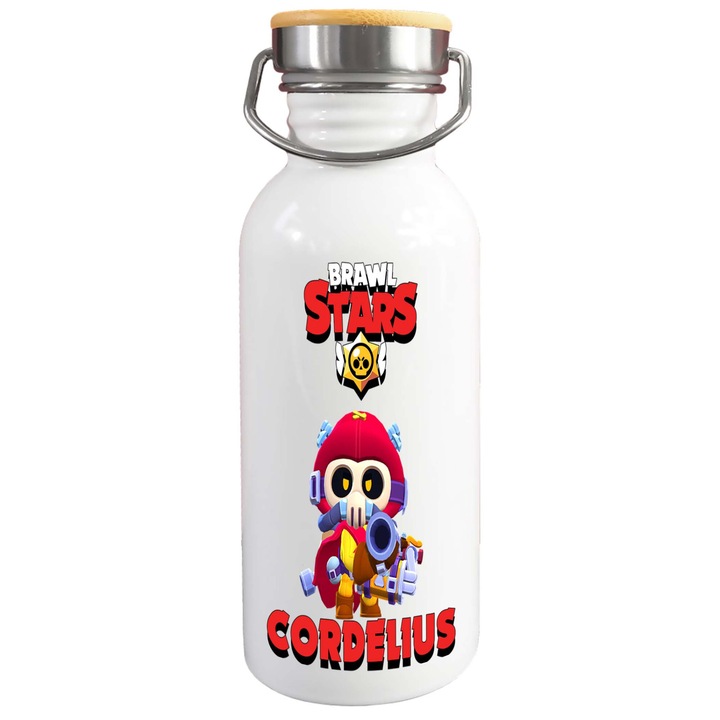 Стоманена бутилка за вода с принт Cordelius Raider, Бял, 650 ml