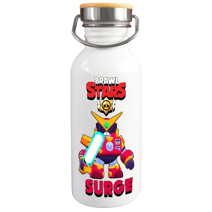 Стоманена бутилка за вода с принт Janet 1, Бял, 650 ml