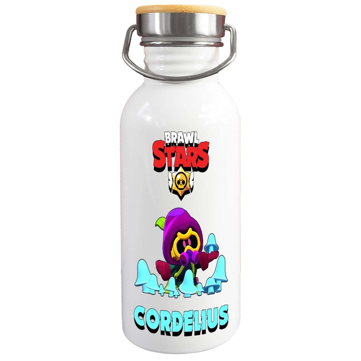 Стоманена бутилка за вода с принт Cordelius 1, Бял, 650 ml