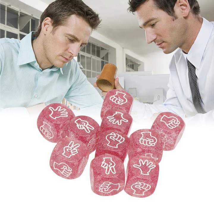 10 darabos kockakészlet, Jormftte, 6 oldalú, műanyag, átlátszó, 2x2x2cm