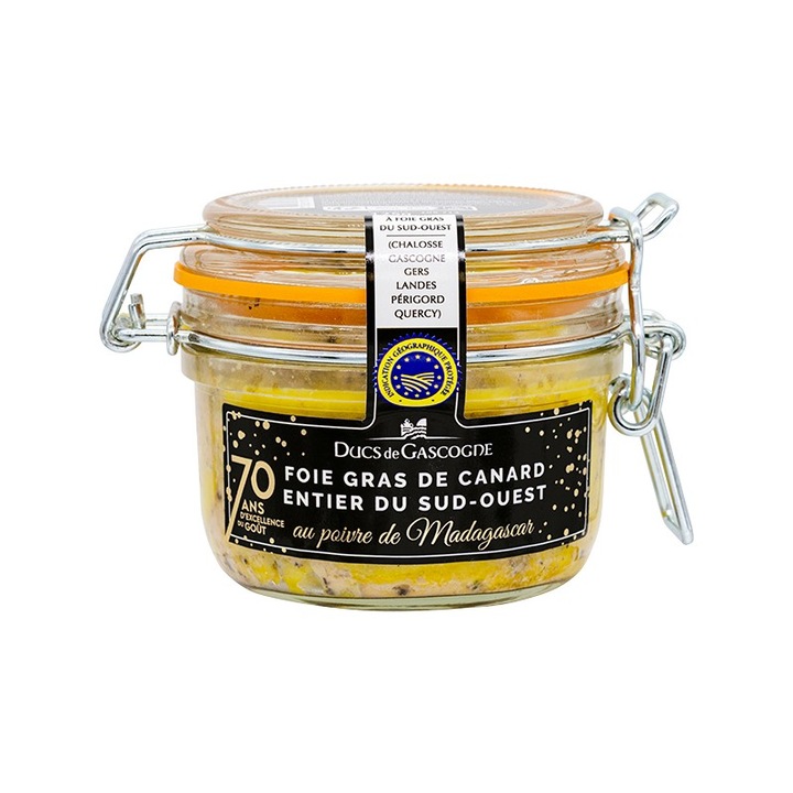 Cos Cadou Dans la prairie cu terine, delicatese, dulciuri si vin din Franta pentru cadou, Ducs de Gascogne, 10 produse