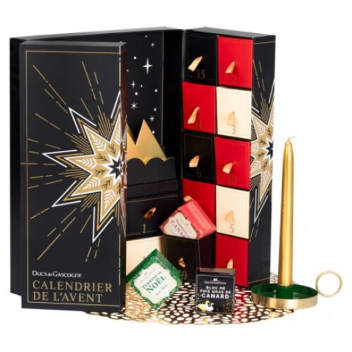 Pachet Cadou Advent Calendar cu foie gras, terine si delicatese din Franta pentru cadou, Ducs de Gascogne, 24 produse