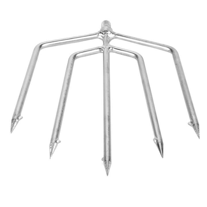 Furca pentru peste din otel inoxidabil, AMRINUGL, 5 dinti, argintie, dimensiune mare 23x16.5cm