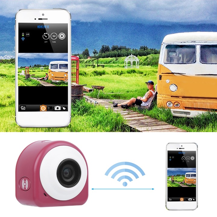 Спортна видеокамера Longziming, мини, 1080P, лилава, 177 г