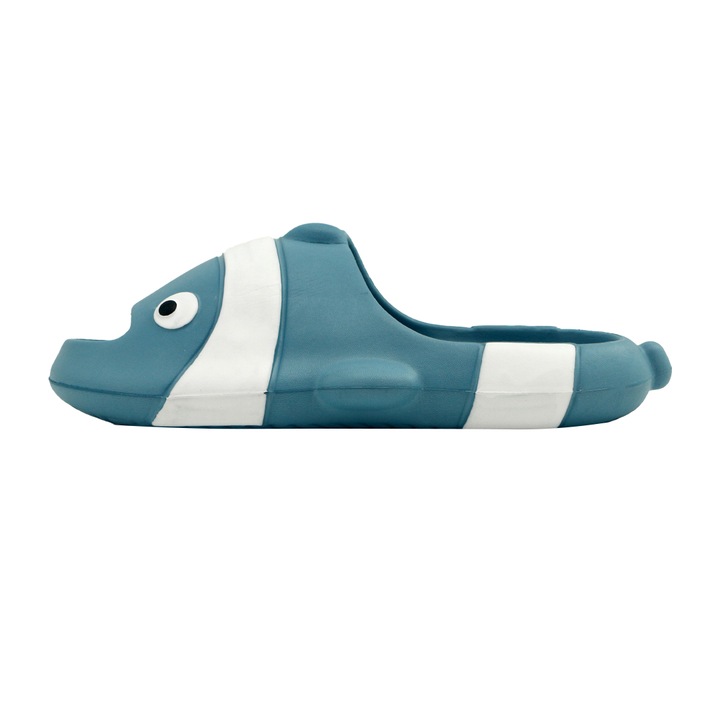 Papuci veseli dama, in forma de pestisor, NUO-331, albastru, 40-41