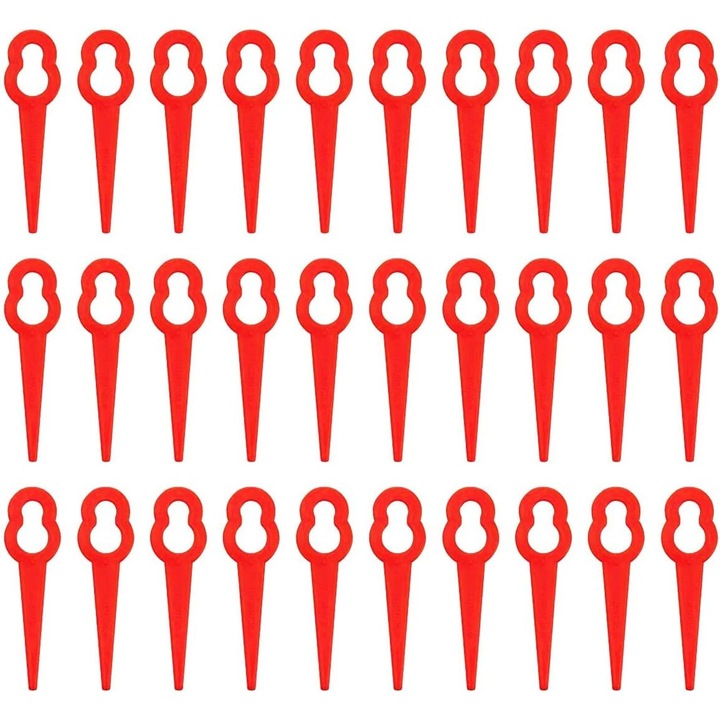 Комплект 100 ножчета за тример Bosch ART 26 LI, Пластмаса, 12х7 мм, 76 мм, Червен