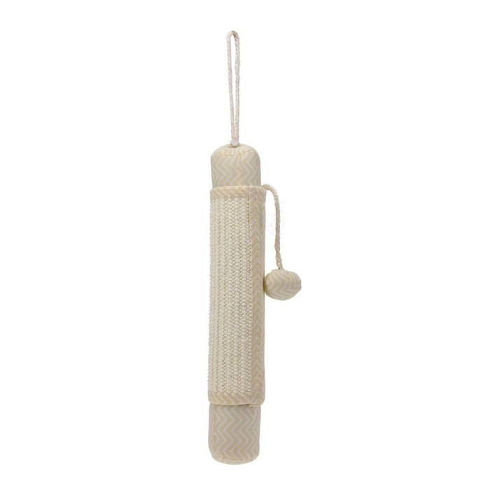 Jucarie de zgariat si agatat cu minge, pentru pisici, 38x7x7 cm, culoarea bej