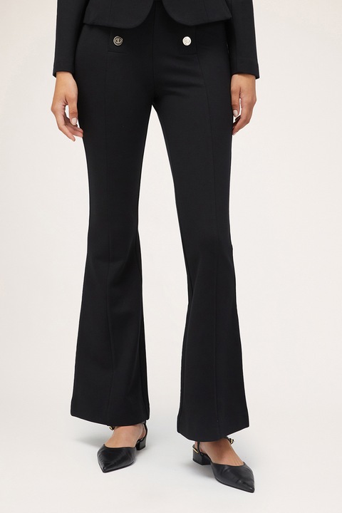 MOTIVI, Magas derekú bővülő fazonú nadrág, Fekete