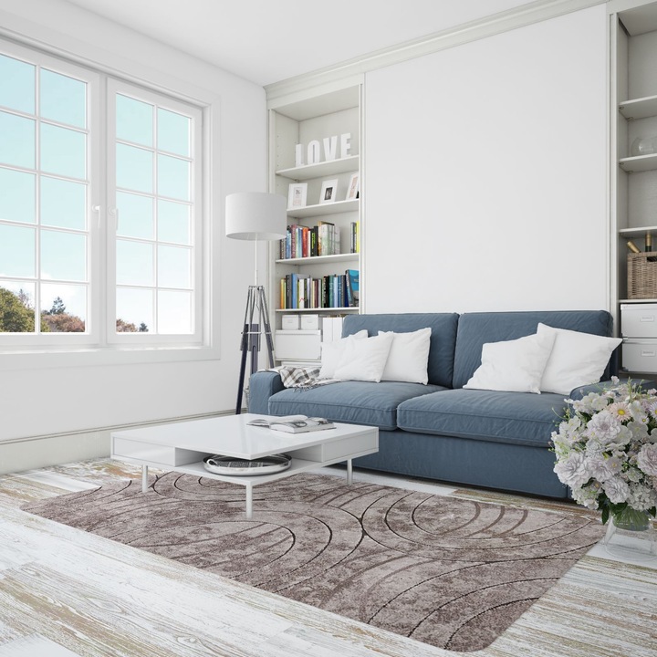 Килим Covorexpert Fashion 32006-120, Размер 60 x 130 см, Кафяв, Дължина на косъм 12 мм, Антиалергичен, Полипропилен, Хол, Спалня, Трапезария, Офис