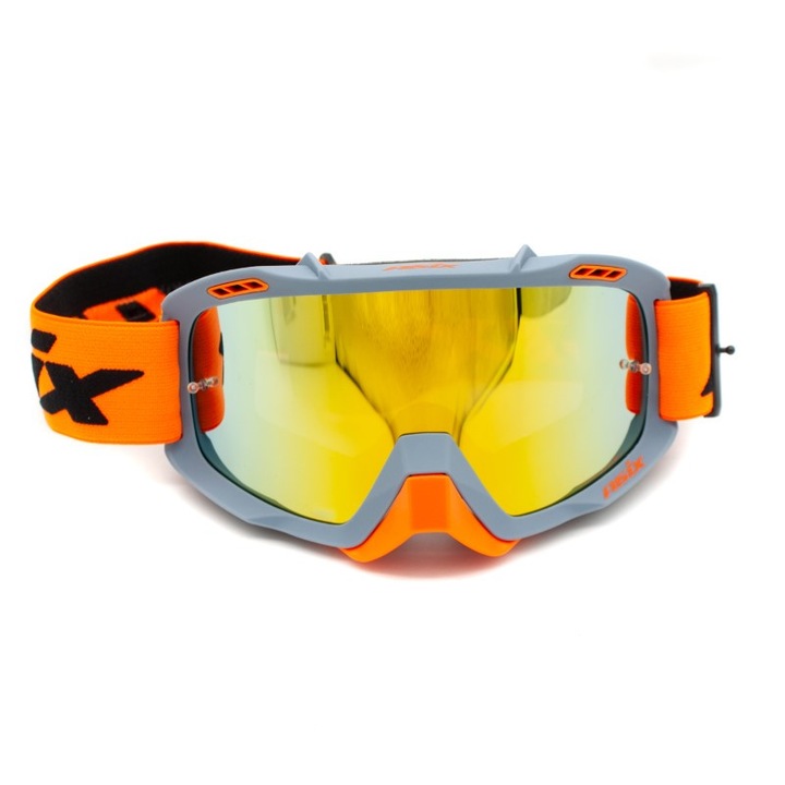 Ochelari cross/atv/enduro, Asix AS2, lentila galbena, culoare rama portocaliu/gri mat