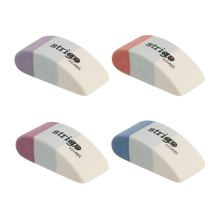 Set 4 gume de sters Strigo, multicolor