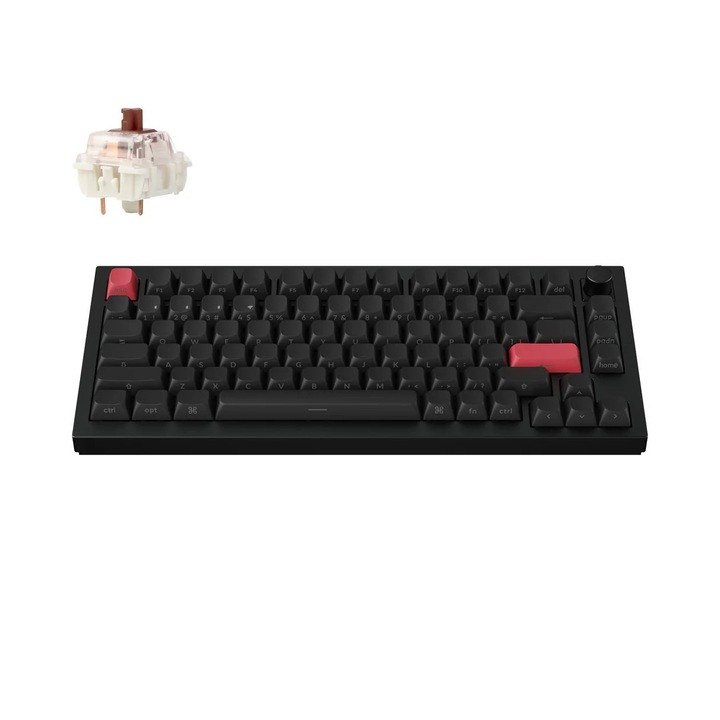 Безжична механична клавиатура Keychron Q1 Max QMK/VIA, Hot-Swappable, 2.4GHz, Bluetooth 5.1, USB-C, странични отпечатани клавиши, Gateron Jupiter Brown, черен