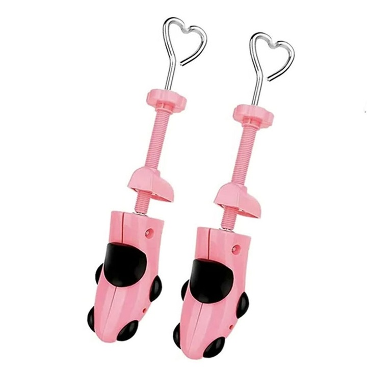 Set 2 x San Incaltaminte GREATON, Reglabil In Lungime/Latime, Ideal Pentru Largit Si Alungit Pantofi, Mocasini, Adidasi, Marime Ajustabila 34 - 40, Plastic/Metal, Roz