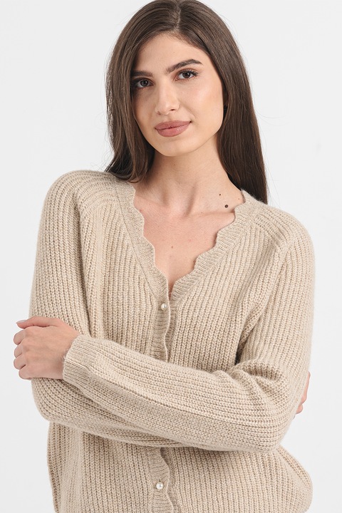 Vila, Cardigan cu decolteu in V Cutie, Alb fildes