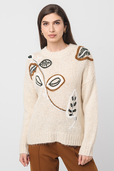 Vila, Rida ejtett ujjú pulóver, Csontszín/Barna/Sötétzöld