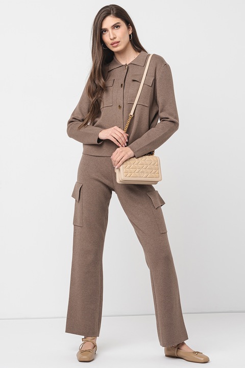 Vila, Cassie kardigán fedőlapos zsebekkel, Tópbarna, XS