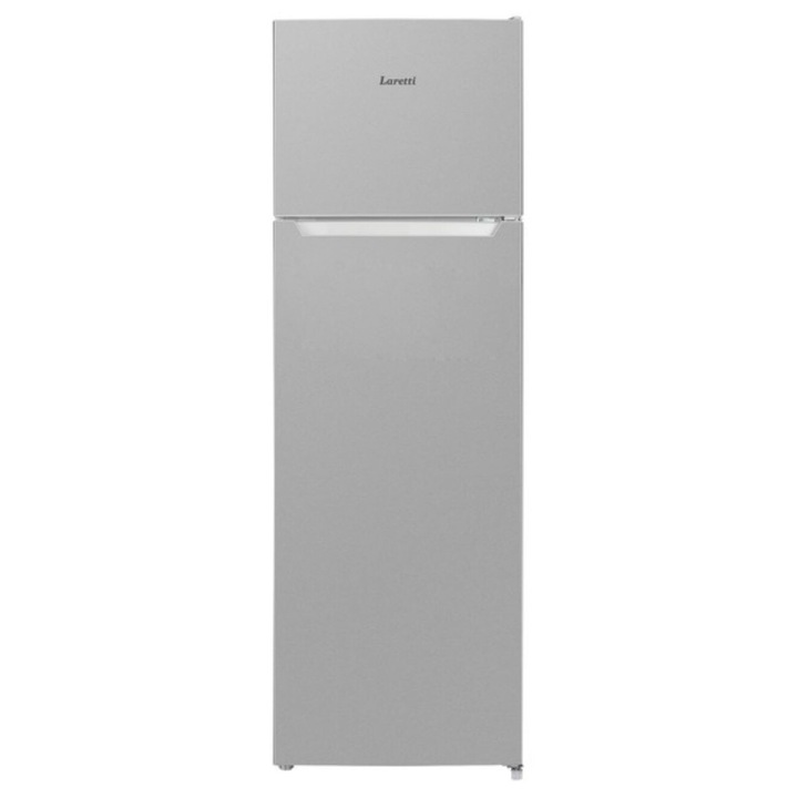 Laretti LR-CF1725W kétajtós hűtőszekrény, 55W, 261L, E osztály, Leolvasztás, H 175 cm, Zajszint 39 dBA, Hűtőközeg R600a, Ezüst