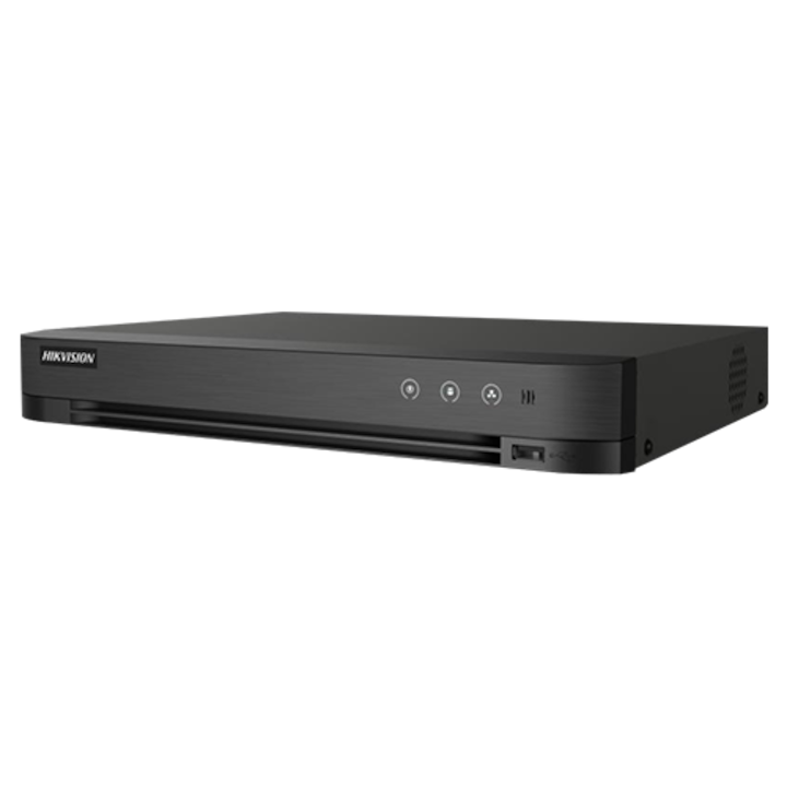 AcuSense DVR, 4 аналогови канала макс. 8MP 4K, 1xSATA, 2 IP канала макс. 4K, АУДИО, Аларма, 1U - HIKVISION iDS-7204HUHI-M1-X(4A+4/1ALM)