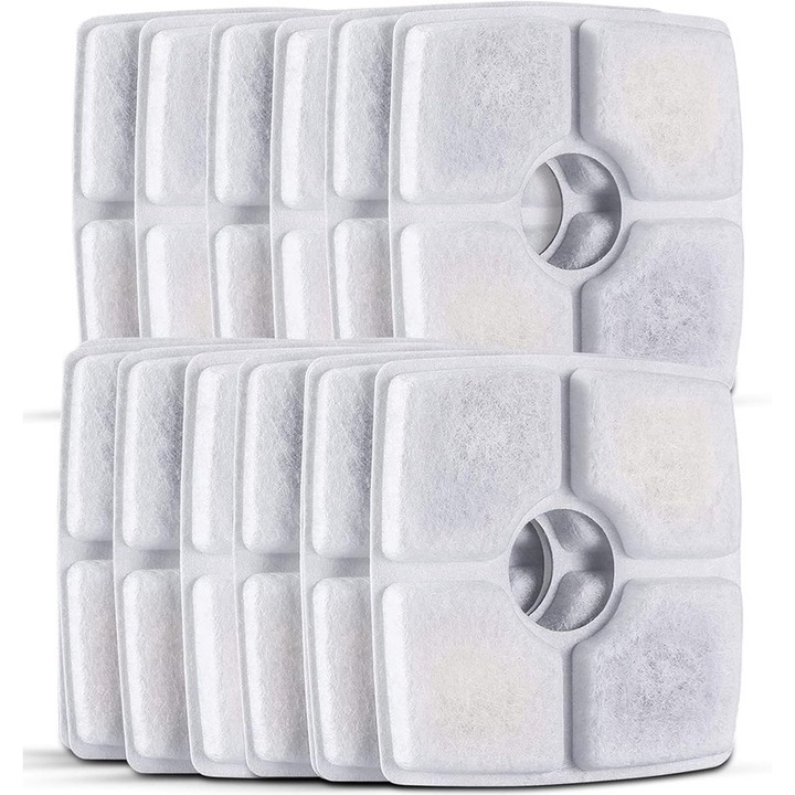 12 macska szökőkút szűrő készlet, amely kompatibilis a 84 oz/2,5 literes négyzet alakú szökőkutakkal, hármas szűrőrendszer, 1,4 x 4,8 hüvelykes