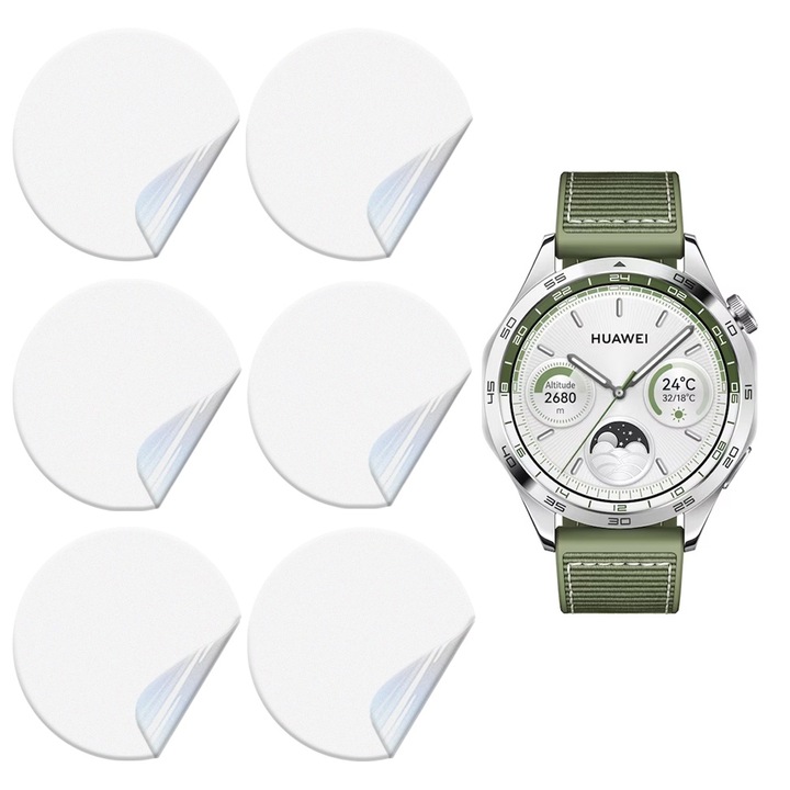Set 6x Folii de Protectie Matte pentru Huawei Watch GT 4 (46mm), Silicon Hydrogel Regenerabil, Flexible Hydro-Crystal, Instalare Usoara, Optim Full Protection, Matte