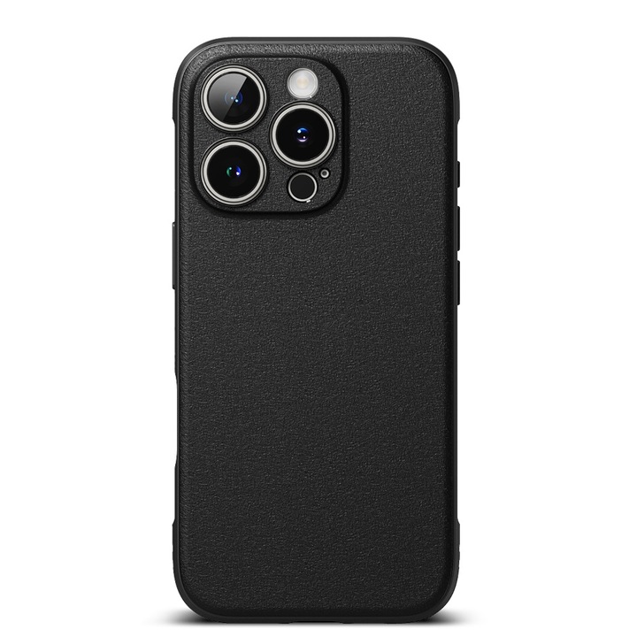 Védőtok Apple iPhone 16 Pro Max készülékhez, lökhárító, csúszásmentes minta, rendkívül tartós, ujjlenyomat-mentes textúra, kamerabiztos, vezeték nélküli töltés, ónix fekete