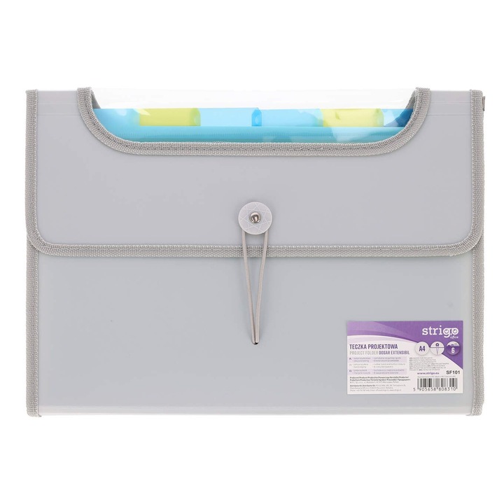 Mapa Strigo Разширяема пластмаса A4 с 6 отделения, сива