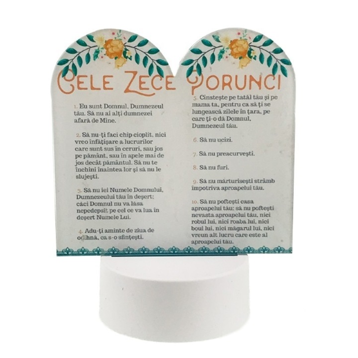 Lampa de Veghe, in forma de carte, cu cele zece porunci15x14 cm