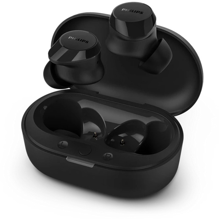 Casti In-Ear Philips TAT1209BK/00, True wireless, Bluetooth, Microfon, IPX4, Negru