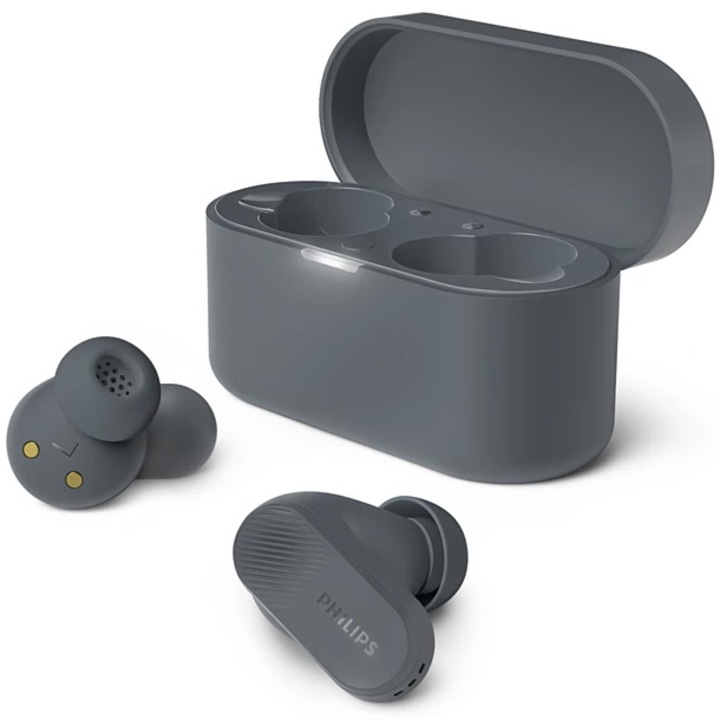 Слушалки за поставяне в ушите Philips TAT3509GY/00, True wireless, Bluetooth, ANC Pro, микрофон, IPX4, сиво