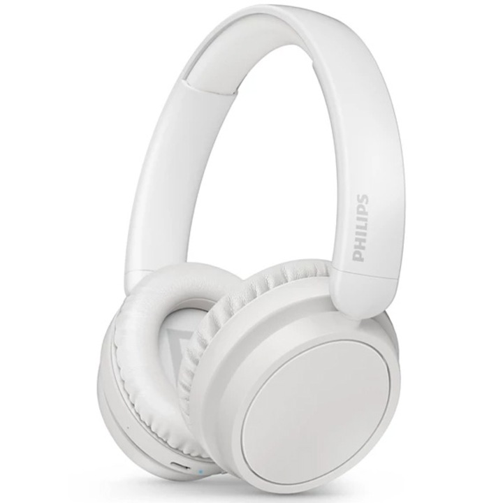 Слушалки за уши Philips TAH5209WT/00, Безжични, Bluetooth, Микрофон, Автономия 65 часа, Бели